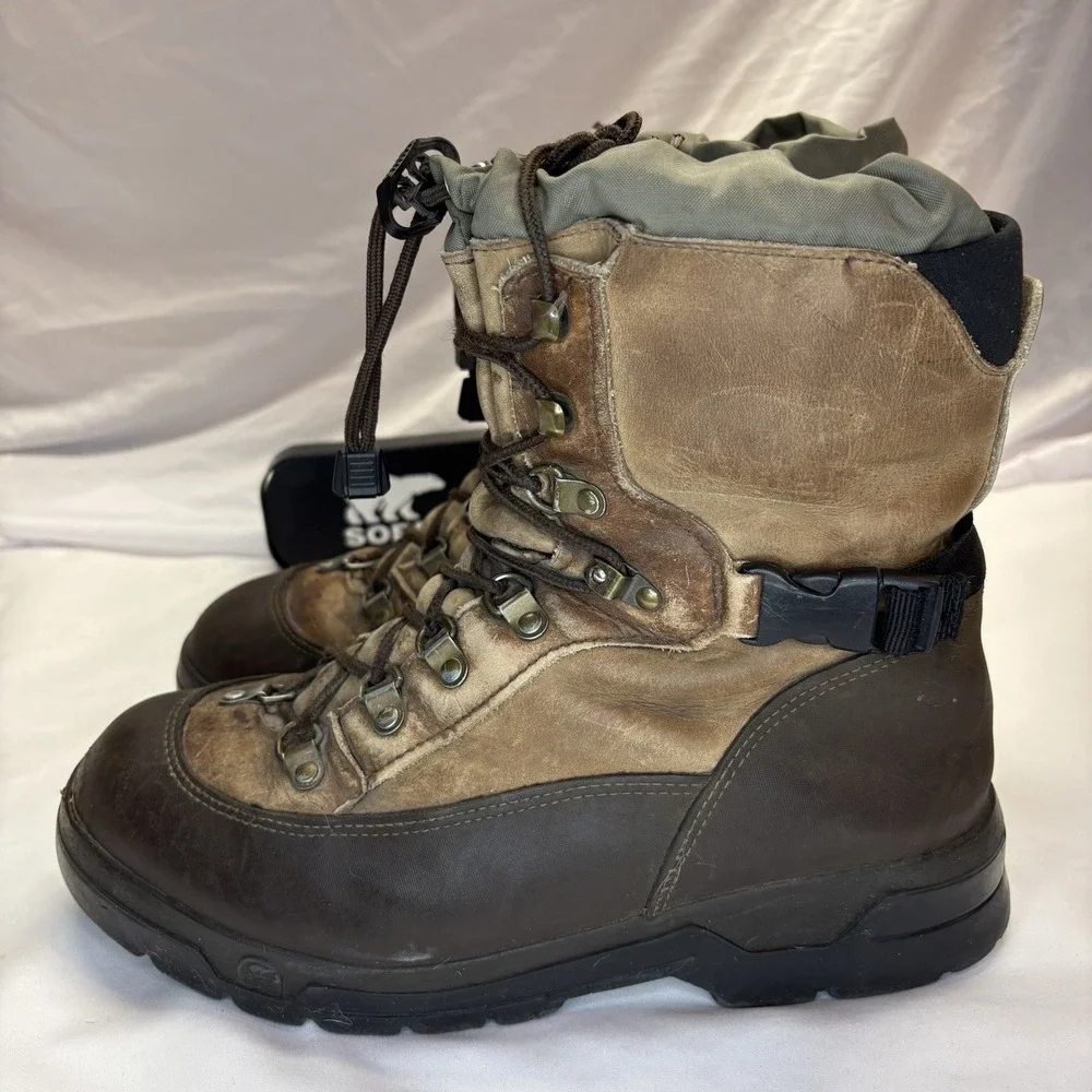 Sorel Conquest Boots Mens 10 M Waterproof Insulated Leather Winter Snow Tan